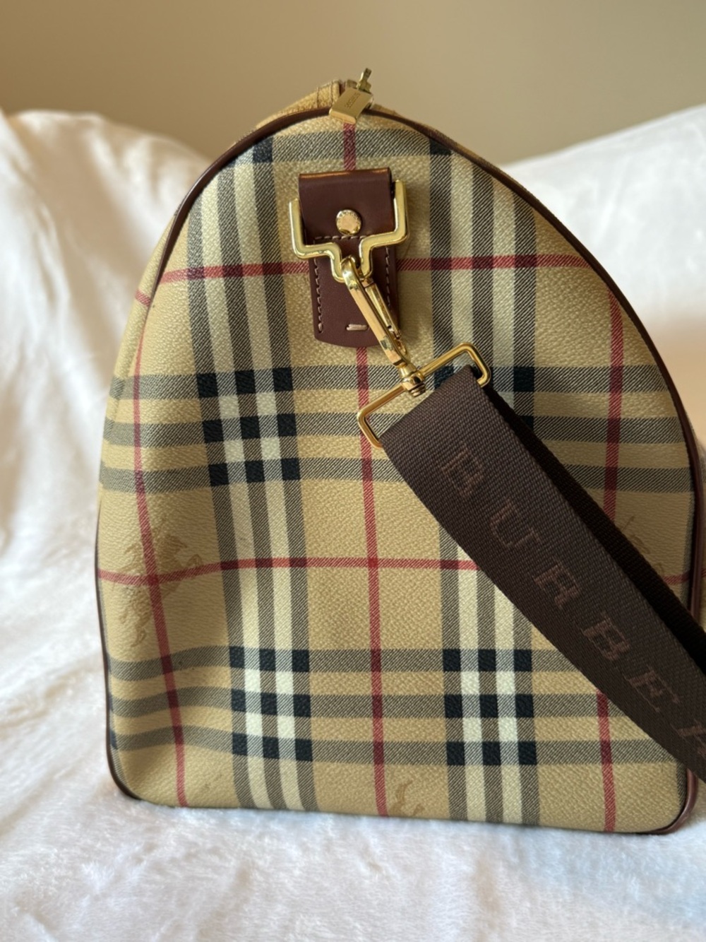 BURBERRY Haymarket Check Holdall Duffle Bag. Lightly used. PVC Coated Canvas - Picture 13 of 16